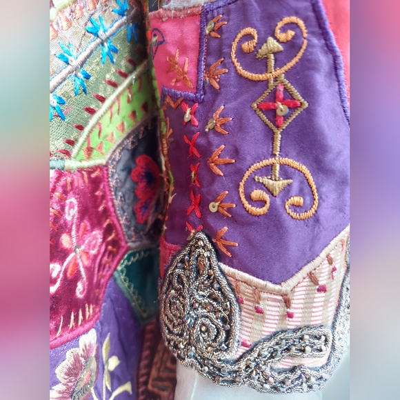 $7,500 OSCAR DE LA RENTA EXQUISITE GOLDEN PATCHWORK MULTI BEADED RUNWAY COAT S M - Picture 9 of 16